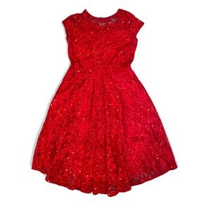 Red holiday Christmas dress girls 14